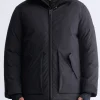 Gavin Men’s Mid-length Two-way Zip-up Classic Parka, Black - OBMFP001