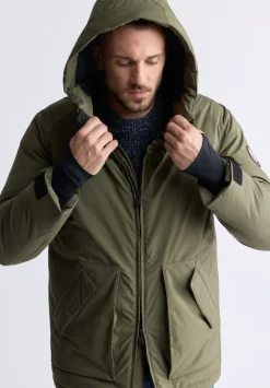 Gavin Men’s Mid-length Two-way Zip-up Classic Parka, Olive green - OBMFP001