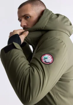 Gavin Men’s Mid-length Two-way Zip-up Classic Parka, Olive green - OBMFP001