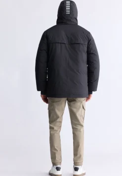 Gavin Men’s Mid-length Two-way Zip-up Classic Parka, Black - OBMFP001