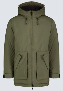 Gavin Men’s Mid-length Two-way Zip-up Classic Parka, Olive green - OBMFP001