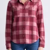 Georgie Women's Long-Sleeved Plaid Shirt, Beaujolais Red - KT0124F