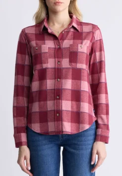 Georgie Women's Long-Sleeved Plaid Shirt, Beaujolais Red - KT0124F