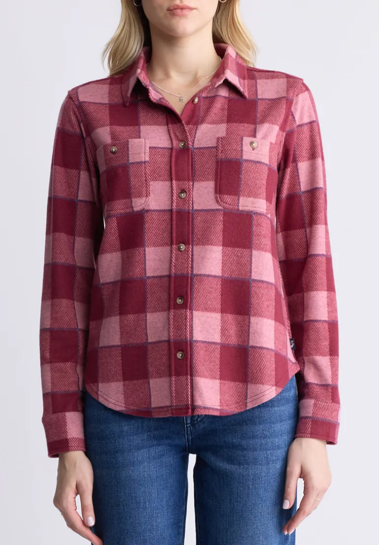Georgie Women's Long-Sleeved Plaid Shirt, Beaujolais Red - KT0124F