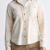 Georgie Women's Long-Sleeved Plaid Shirt, Biscotti Beige - KT0124F