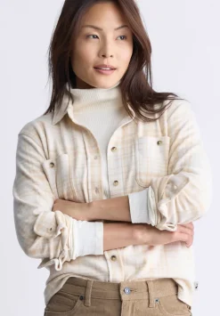Georgie Women's Long-Sleeved Plaid Shirt, Biscotti Beige - KT0124F