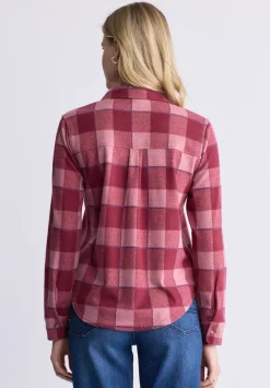 Georgie Women's Long-Sleeved Plaid Shirt, Beaujolais Red - KT0124F