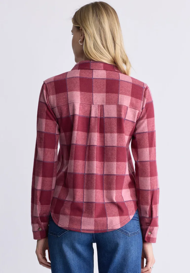 Georgie Women's Long-Sleeved Plaid Shirt, Beaujolais Red - KT0124F