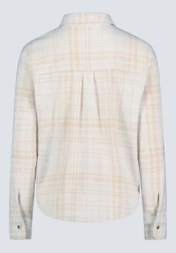 Georgie Women's Long-Sleeved Plaid Shirt, Biscotti Beige - KT0124F