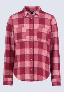 Georgie Women's Long-Sleeved Plaid Shirt, Beaujolais Red - KT0124F