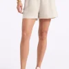 Giustina Women's Linen Blend High-Waisted Shorts, Beige - WB0023P
