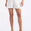 Giustina Women's Linen Blend High-Waisted Shorts, Off-White - WB0015P