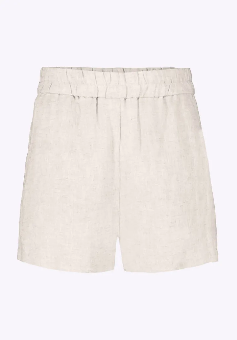 Giustina Women's Linen Blend High-Waisted Shorts, Beige - WB0023P