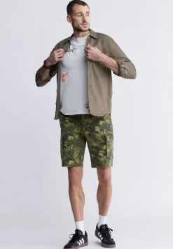 Hackman Men's Printed Cargo Shorts, Sphagnum - BM24265