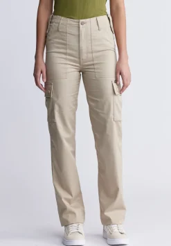 High Rise Loose Straight Jane Women's Pants, Beige - BL15975