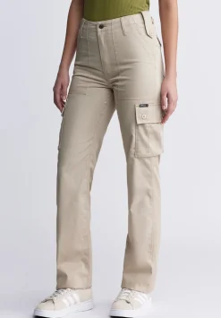 High Rise Loose Straight Jane Women's Pants, Beige - BL15975