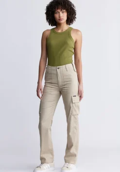 High Rise Loose Straight Jane Women's Pants, Beige - BL15975
