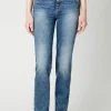 High Rise Straight Jayden Women's Jeans, Stonewashed Indigo - BL15836