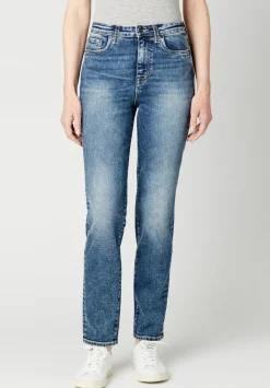 High Rise Straight Jayden Women's Jeans, Stonewashed Indigo - BL15836