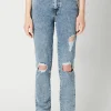 High Rise Straight Jayden Women's Jeans, Contrasted Indigo - BL15815