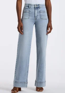 High Rise Wide Leg Addie Women's Jeans, Bleached Blue - BL16065