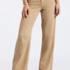 High Rise Wide Leg Addie Women's Pants, Almond Beige - BL16083