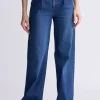 High Rise Wide Leg Addie Women's Jeans, Indigo Contrast - BL16002