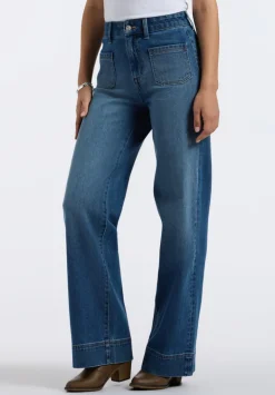 High Rise Wide Leg Addie Women's Jeans, Authentic Worn Indigo - BL16064