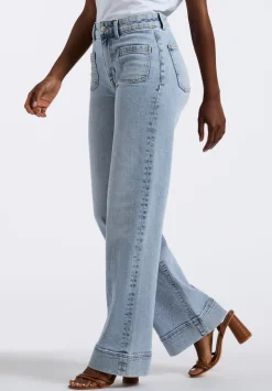 High Rise Wide Leg Addie Women's Jeans, Bleached Blue - BL16065