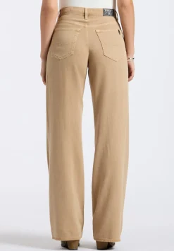 High Rise Wide Leg Addie Women's Pants, Almond Beige - BL16083