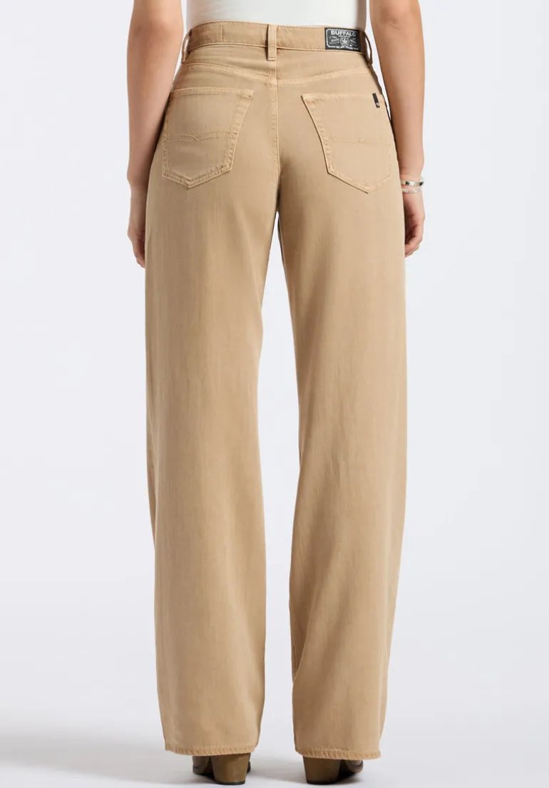 High Rise Wide Leg Addie Women's Pants, Almond Beige - BL16083