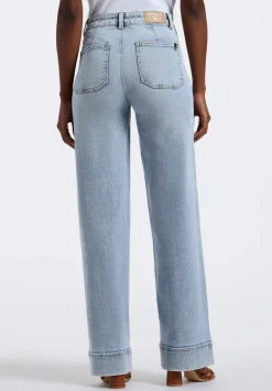 High Rise Wide Leg Addie Women's Jeans, Bleached Blue - BL16065
