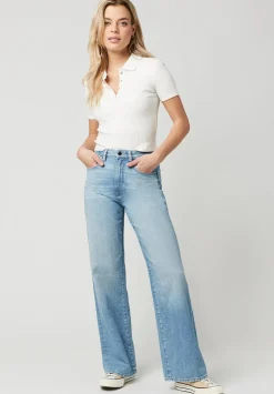High Rise Wide Leg Addie Women's Jeans, Medium Blue - BL15793