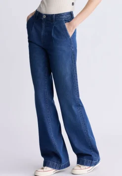 High Rise Wide Leg Addie Women's Jeans, Indigo Contrast - BL16002