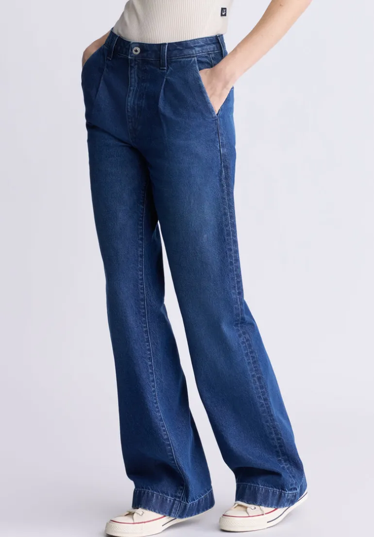 High Rise Wide Leg Addie Women's Jeans, Indigo Contrast - BL16002