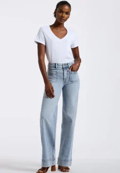 High Rise Wide Leg Addie Women's Jeans, Bleached Blue - BL16065