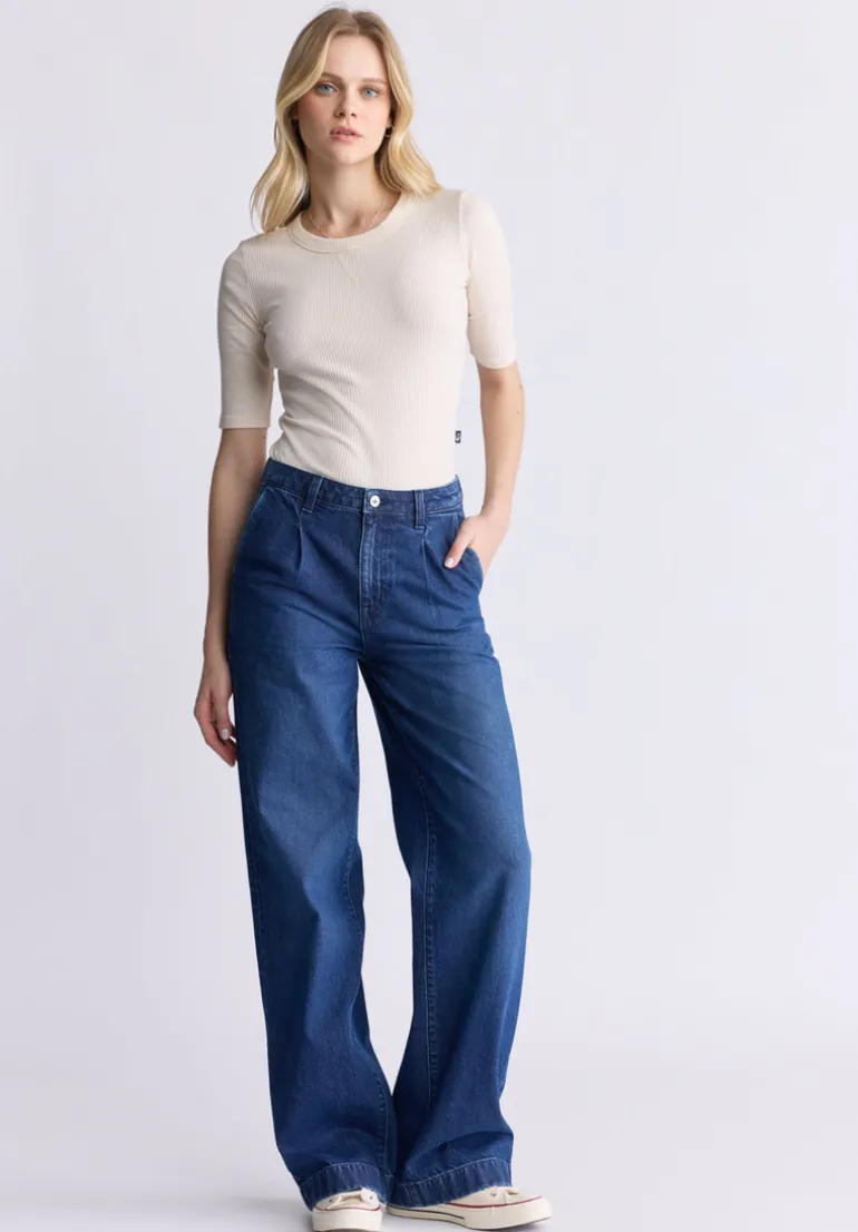 High Rise Wide Leg Addie Women's Jeans, Indigo Contrast - BL16002