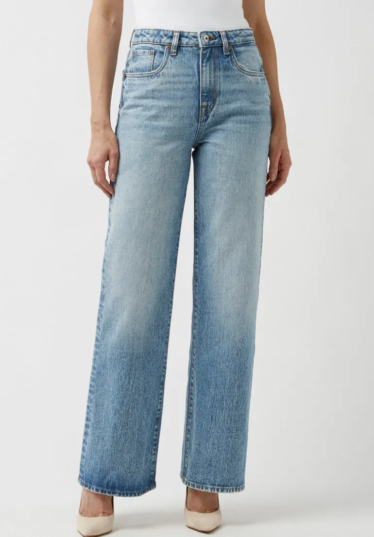 High Rise Wide Leg Addie Women's Jeans, Light Blue - BL15901