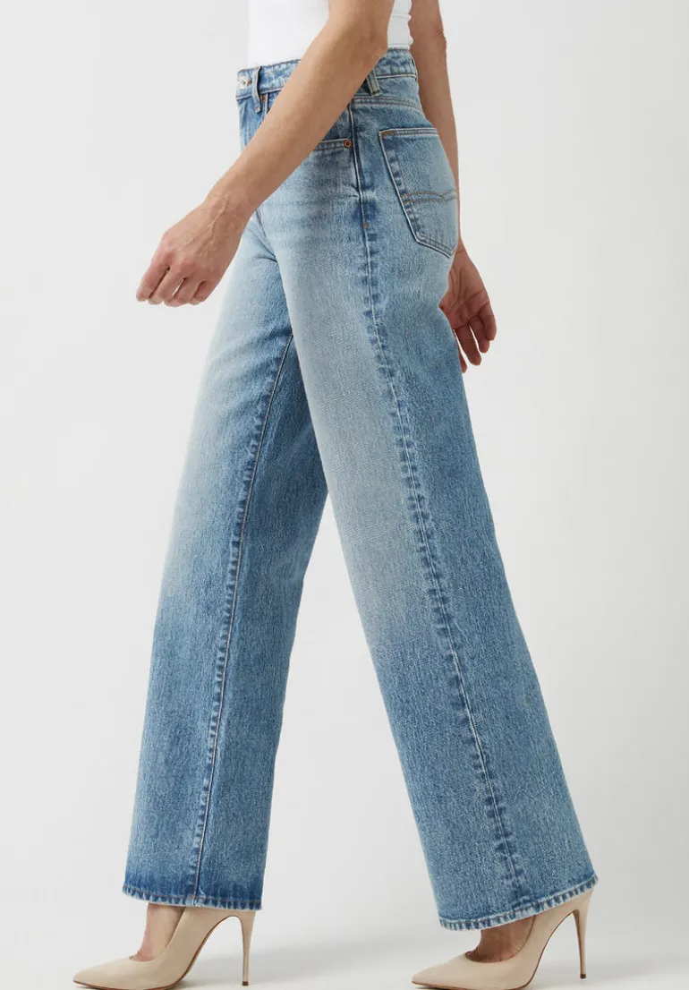 High Rise Wide Leg Addie Women's Jeans, Light Blue - BL15901