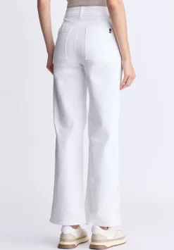 High Rise Wide Leg Adele Women's Soft Wash Jeans, White - BL16012