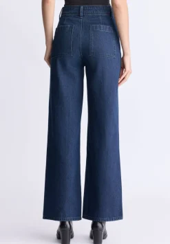 High Rise Wide Leg Adele Women's Jeans, Dark Rinse Wash - BL16013