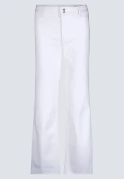 High Rise Wide Leg Adele Women's Soft Wash Jeans, White - BL16012