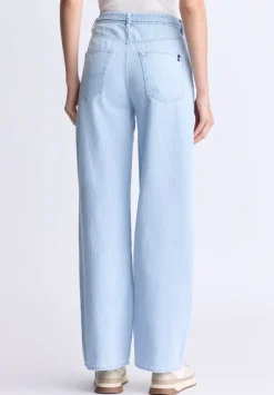 High Rise Wide Leg Alecia Women's Jeans, Light Vintage Blue - BL16011