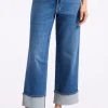 High Rise Wide Leg Cropped Addison Women's Jeans, Indigo Worn - BL16047
