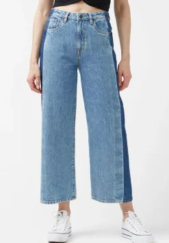 High Rise Wide Leg Cropped Addisson Women’s Jeans, Shadow Wash Blue - BL15896