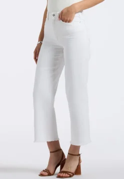 High Rise Wide Leg Cropped Addisson Women's Pants, White - BL16087