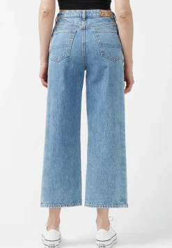 High Rise Wide Leg Cropped Addisson Women’s Jeans, Shadow Wash Blue - BL15896