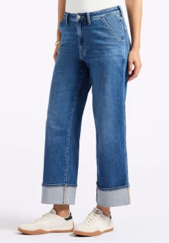 High Rise Wide Leg Cropped Addison Women's Jeans, Indigo Worn - BL16047