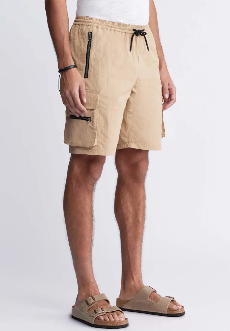 Hult Men’s Drawstring Cargo Shorts, Tan - BM24342