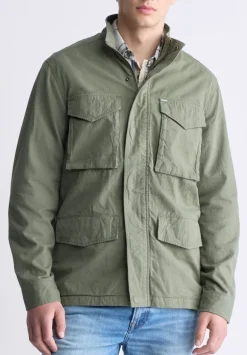 Jafom Men's Utility Jacket with Pockets, Army Green - BM24445